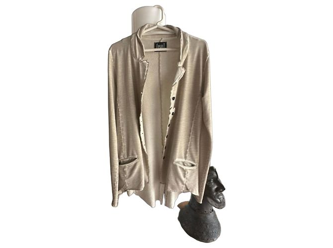 Munthe Plus Simonsen PLU Beige Knit Cotton Jacket with Black Buttons