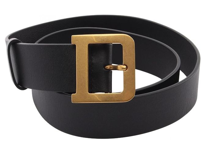 Christian Dior D-Buckle Gürtel Schwarz