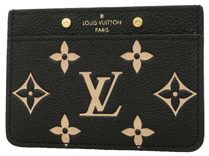 Louis Vuitton Monogram Empreinte Bicolor Card Case Black Beige