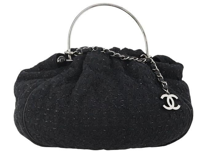 Borsa Satchel Chanel Knitting Bouclé Tweed Medium Nero