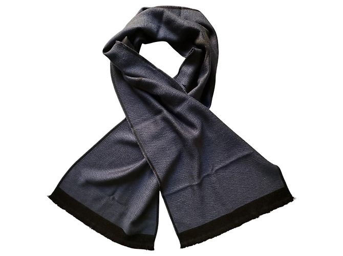 Sciarpa Yves Saint Laurent monogram blu e nera Nero