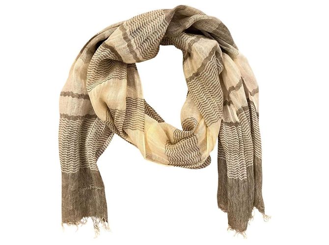 Sciarpa Salvatore Ferragamo a righe Marrone Beige