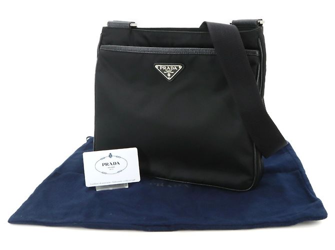 Borsa a tracolla Prada in pelle Saffiano e nylon Nero