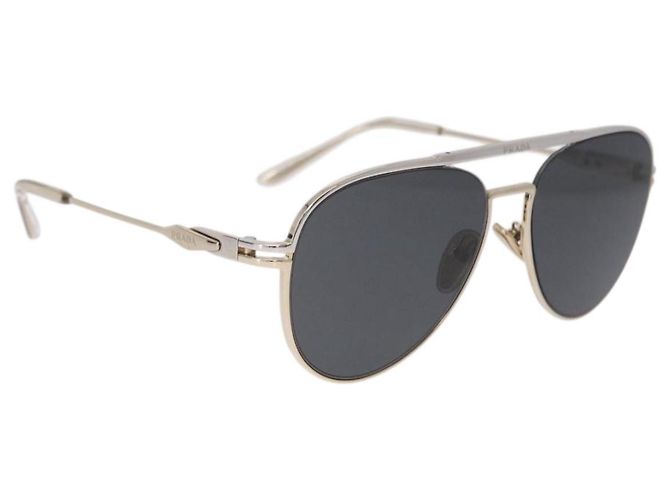 Gafas de sol PRADA Metal Gold Black Auth BA15434 Negro Dorado