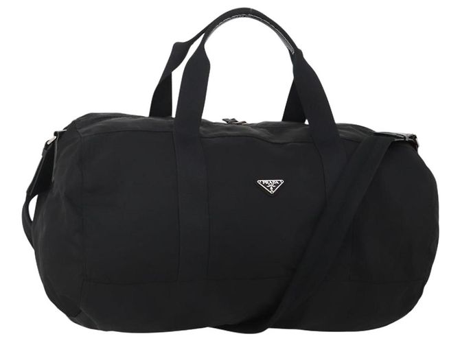 Bolso Boston PRADA Nylon 2way Negro Plata Auth 200299A