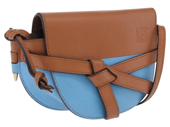 Borsa a tracolla LOEWE Mini Gate Bag in pelle blu e oro Auth ka5984A D'oro