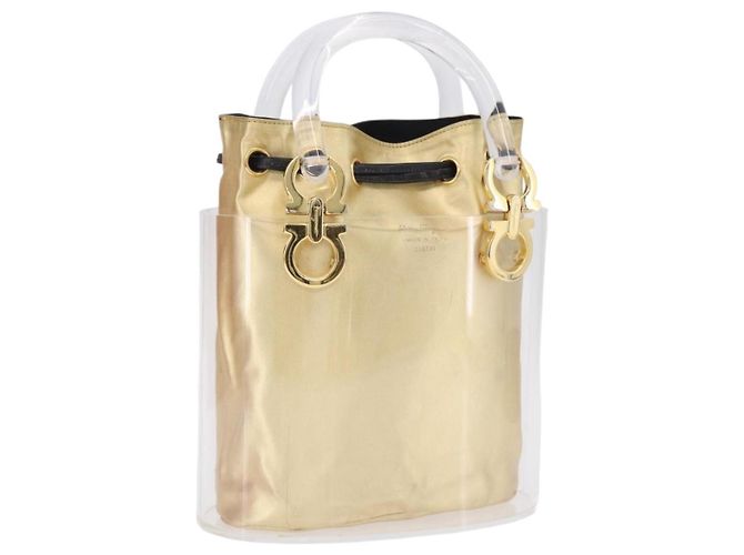 Borsa Salvatore Ferragamo Gancini in plastica trasparente e oro Auth 200065V D'oro