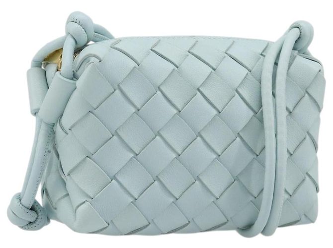 Borsa Camera BOTTEGA VENETA INTRECCIATO Candy Loop in pelle blu Auth BA15327V Blu chiaro