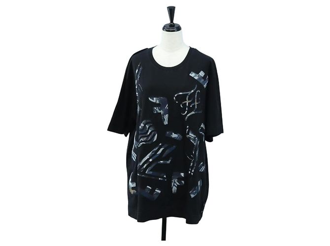 FENDI TShirt Cotton M Black Auth 193725M