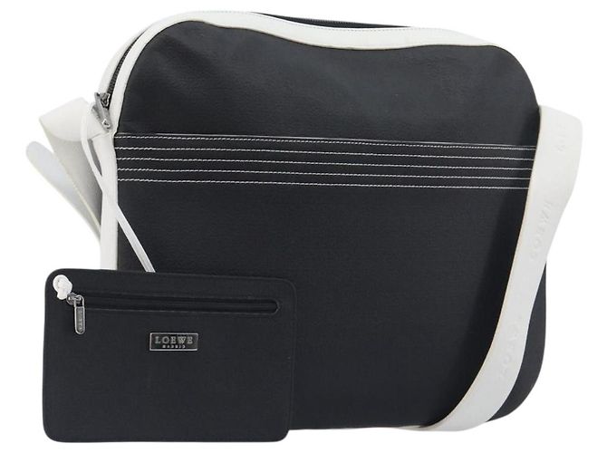 Sac à épaule LOEWE PVC Leather Black Silver Auth 196654 Noir Argenté