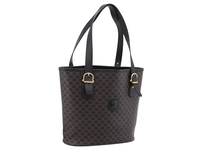 Céline Sac Cabas CELINE Macadam PVC Cuir Noir Doré Auth 202222A