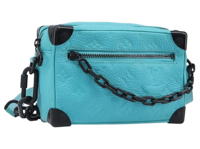 LOUIS VUITTON Mini Soft Trunk Taurillon Leder Blue Black M11673 Auth 199184SAM Schwarz Türkis