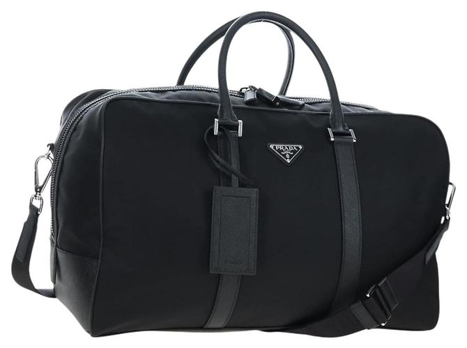 Borsa Boston PRADA Nylon Pelle 2way Nero Argento 2VC007 Auth yk20779SAV