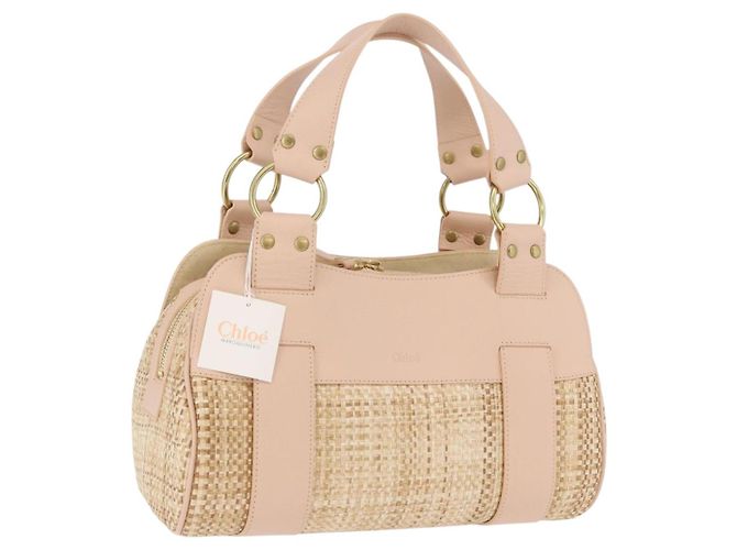 Chloé Chloe Handtasche aus Stroh Gold Beige Auth 200083 Golden