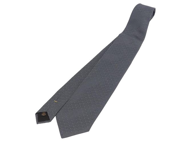 Corbata LOUIS VUITTON de seda gris LV Auth 199991M Castaño