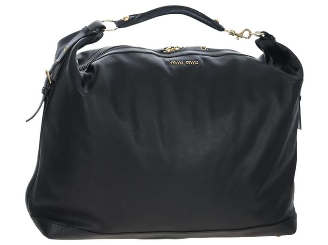 Borsa a tracolla Miu Miu in pelle nera e oro Auth yk20825V Nero D'oro