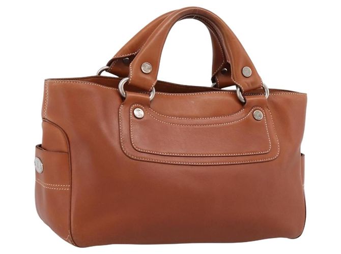 Céline Sac à main CELINE Boogie Bag en cuir marron argenté Auth 200991A
