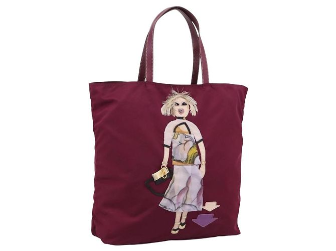 Sac Tote PRADA Nylon Violet Doré Auth 202217A