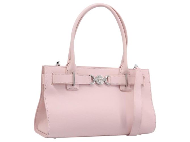 Bolsa de mão VERSACE em couro 2way Rosa Prata Auth BA15378V