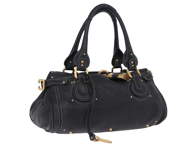 Chloé Borsa Chloe Paddington in pelle nera oro argento Auth ki6774M Nero D'oro