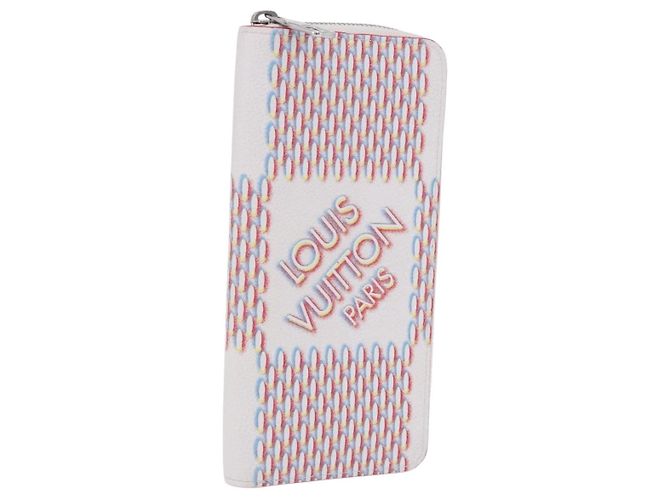 LOUIS VUITTON Damier Damier Spray Zippy Wallet Vertical M81403 LV Auth 199847M Weiß