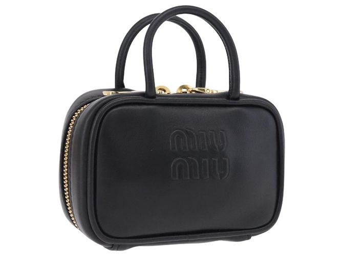 Pouch Miu Miu Beau in pelle nera e oro Auth 202103M Nero D'oro