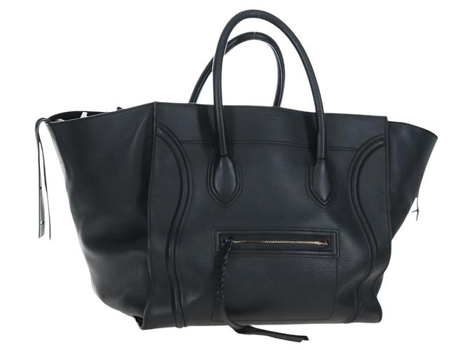 Céline Borsa a mano CELINE Luggage Phantom in pelle nera e oro Auth fm5451M Nero D'oro