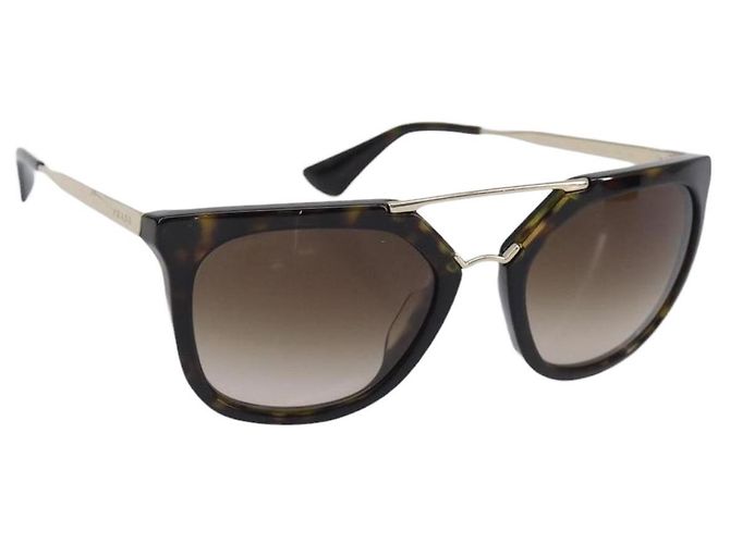 Lunettes de soleil PRADA Plastique Noir Doré Auth BA15440