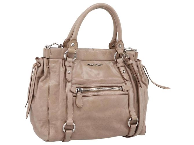 Sac à main Miu Miu Vitellolux 2way Pink Silver Auth 202001A Argenté Rose