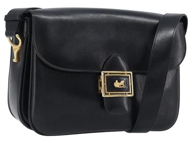 Céline CELINE Schultertasche aus Leder Schwarz Gold Auth mr2877 Golden