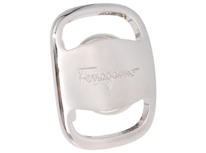 Salvatore Ferragamo Vala Schalring Metall Silber Auth BA15346V