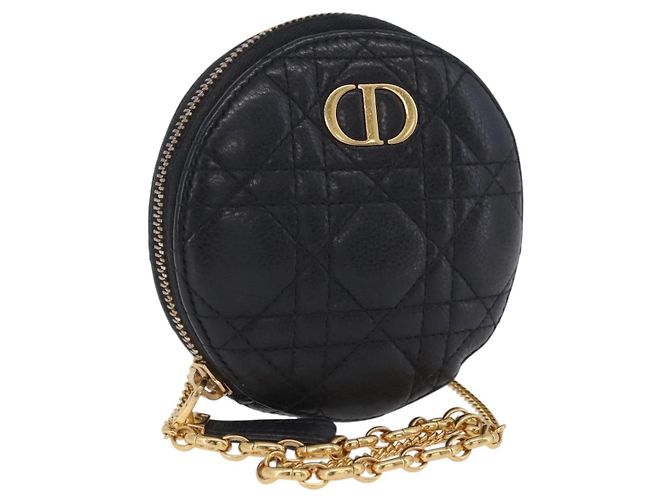 Borsa a tracolla Christian Dior Canage in pelle nera e oro Auth 202146V Nero D'oro