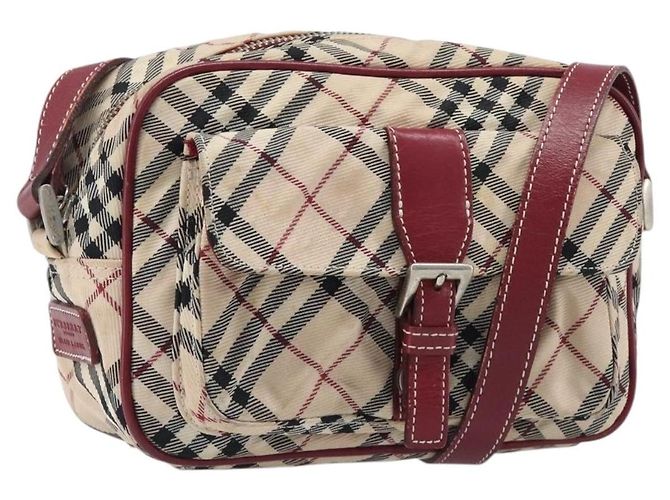 Borsa a tracolla BURBERRY Nova Check Blue Label Canvas Beige Silver Auth hk4046 Argento