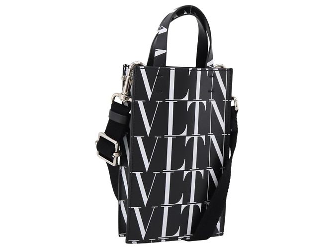 VALENTINO Borsa a tracolla per smartphone in pelle 2way Nero Argento Auth bs36903V