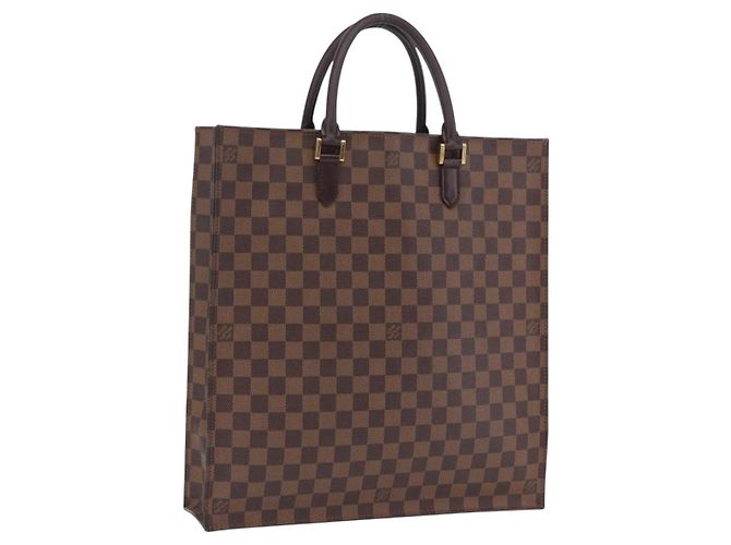 LOUIS VUITTON Damier Ebene Sac Plat Hand Bag N51140 LV Auth 200023A Damier ebène