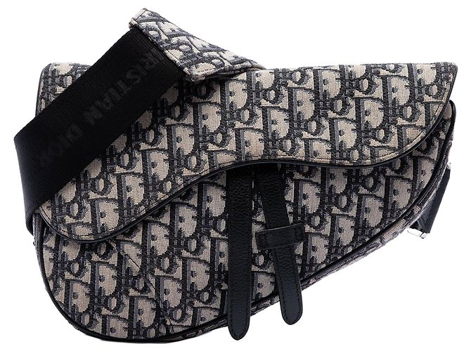 Borsa a tracolla Saddle in tela Dior Oblique blu