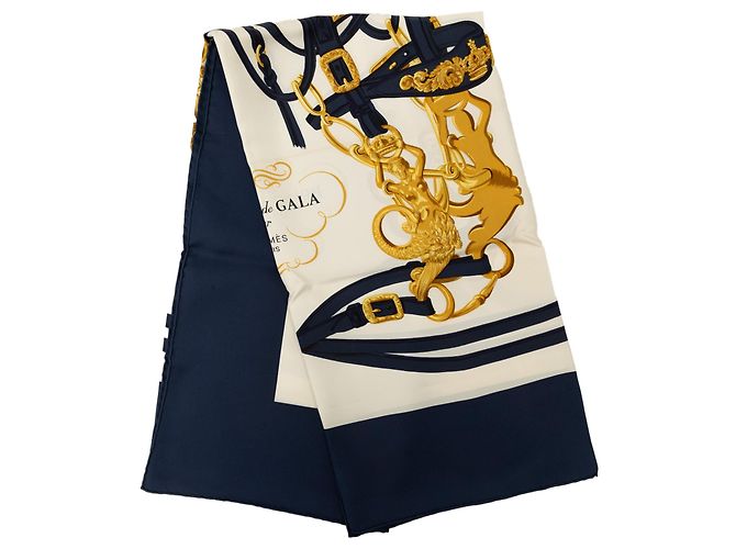 Lenço de seda Hermès Brides de Gala Azul 90