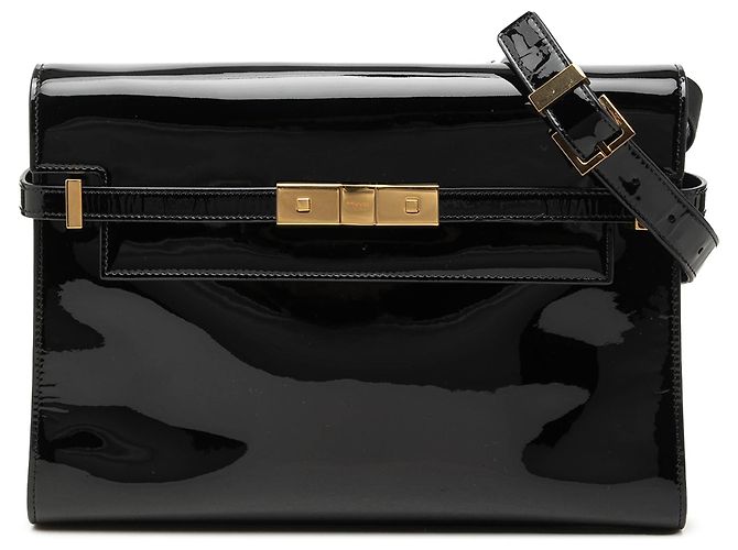Borsa a tracolla Manhattan Medium in vernice nera Saint Laurent Nero