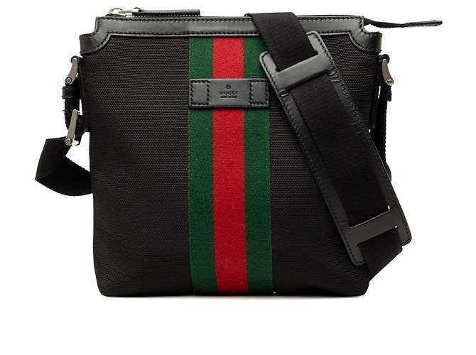 Borsa a tracolla Gucci Techno Canvas Web nera Nero