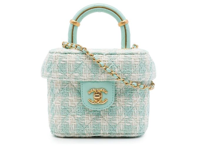 Borsa Chanel Mini Tweed Crush con manico e tracolla, Verde