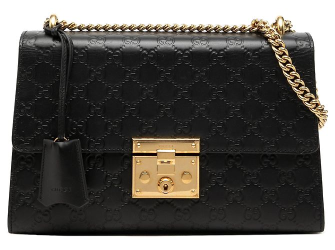 Padlock Borsa a tracolla Gucci Medium Guccissima con lucchetto, Nera Nero