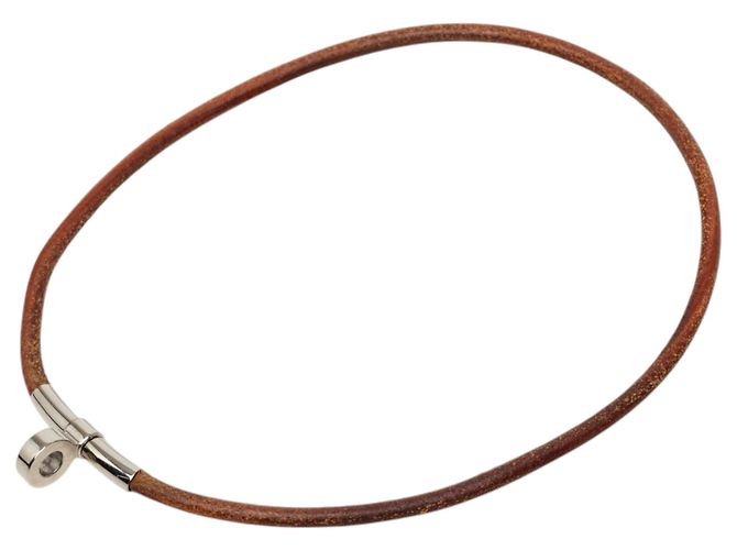 Colar Choker Kite em couro marrom Hermès