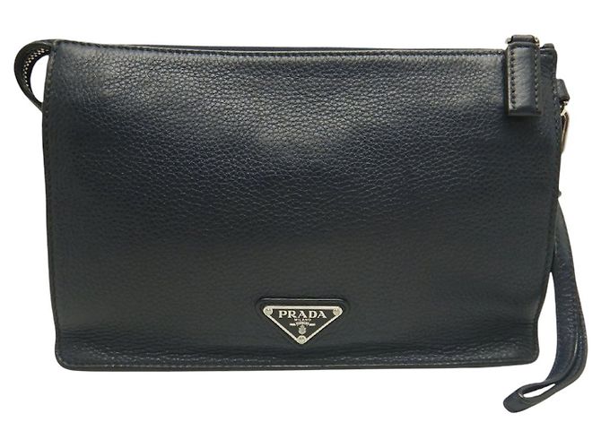 Clutch de muñeca Prada Vitello City azul