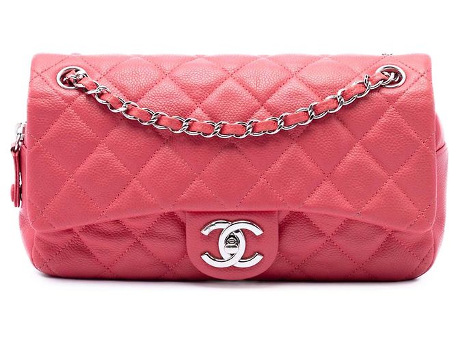 Chanel Medium Quilted Caviar Easy Flap Schultertasche Rosa Pink