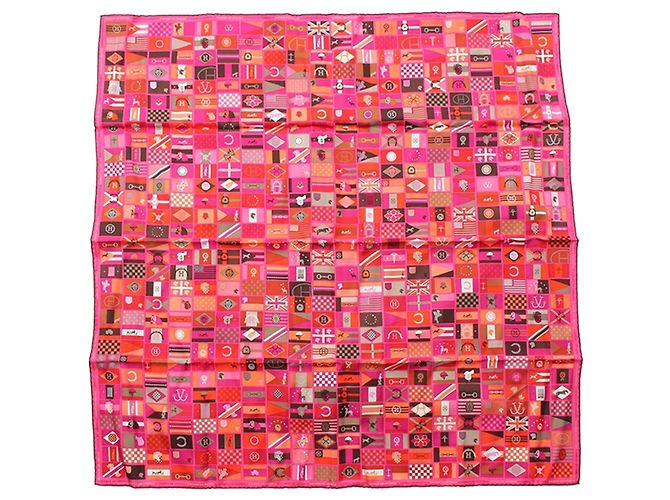 Lenço de Seda Hermès En Voyage Rosa 90