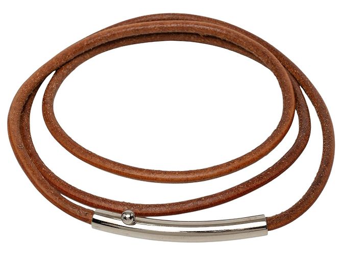 Cinturón de cuero con cordón Hermès marrón Castaño