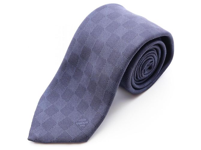Cravatta in seta Damier Classic Louis Vuitton Blu navy