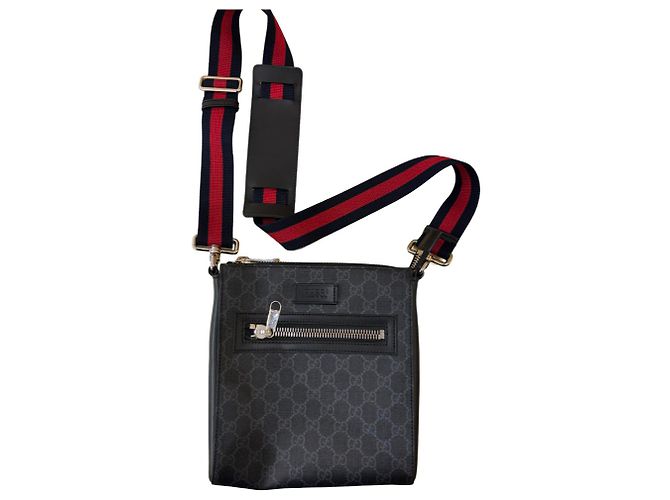 Gucci Web Strap Front Zip Messenger Printed GG Coated Canvas Medium Brown
