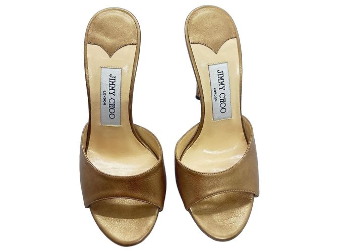 Jimmy Choo Metallic Leather Mules Golden