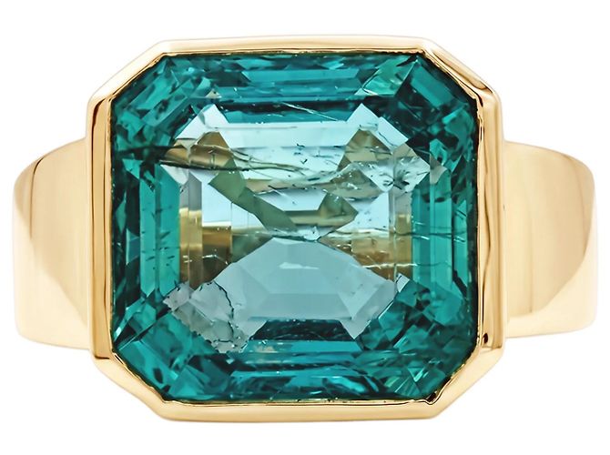Autre Marque Anello a sigillo in oro giallo e smeraldo.